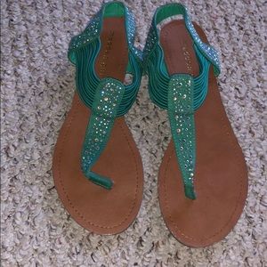 Turquoise sparkle flip flop